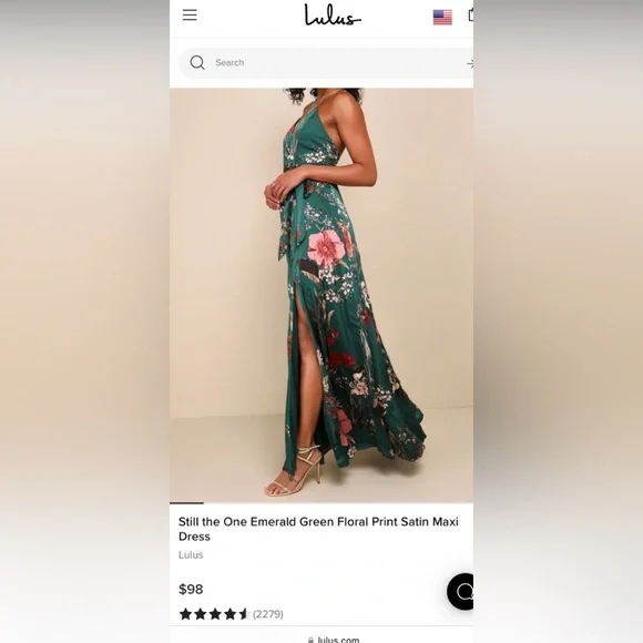 Lulus still the one Floral emerald Green Maxi  Sz Xs Dress Bin Z - Picture 2 of 9